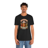 Black crewneck T-shirt with pumpkin spice self-care season front print