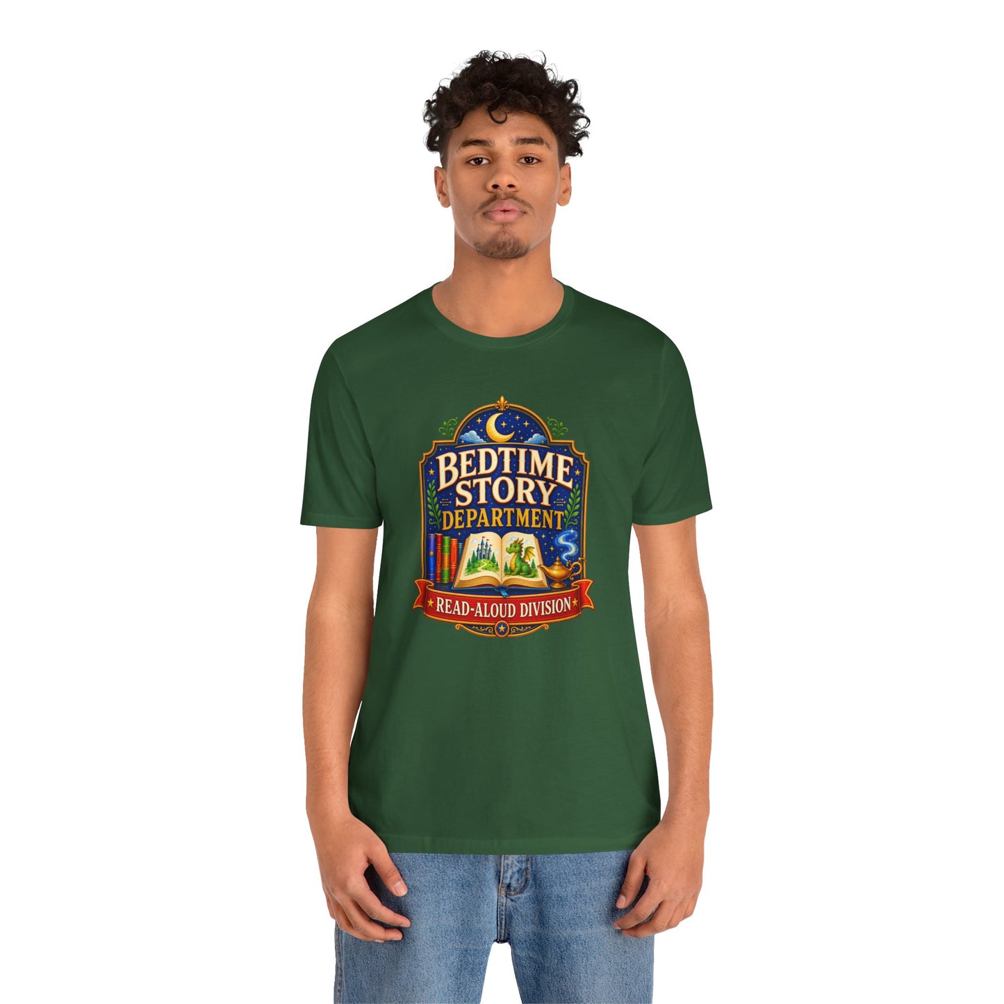Bedtime Story Department T-Shirt – Read-Aloud Parent Tee