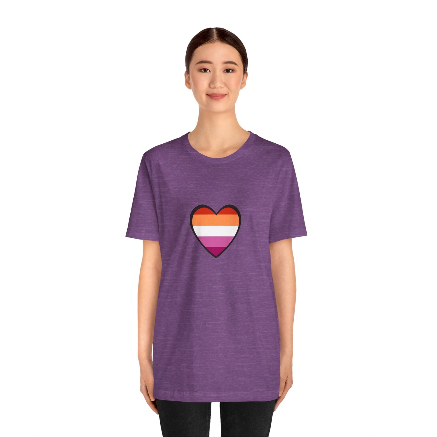 Lesbian Flag Heart T-Shirt – Bold LGBTQ+ Graphic Tee