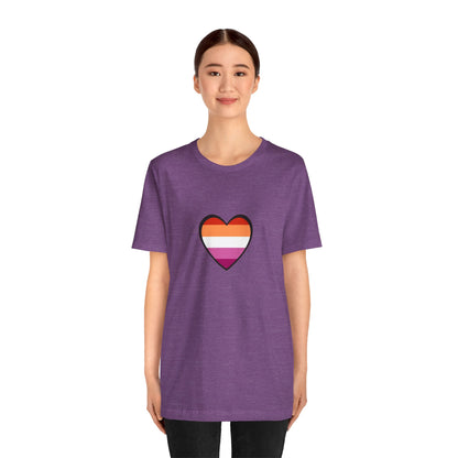 Lesbian Flag Heart T-Shirt – Bold LGBTQ+ Graphic Tee