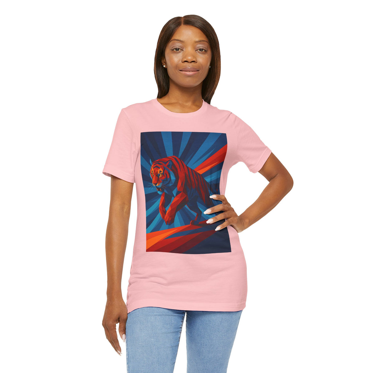 Geometric Tiger T-Shirt – Bold Jungle Animal Tee in Abstract Style - WhimSpin - https://whimspin.com