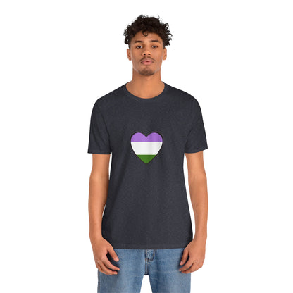 Genderqueer Flag Heart T-Shirt – Unisex LGBTQ+ Graphic Tee
