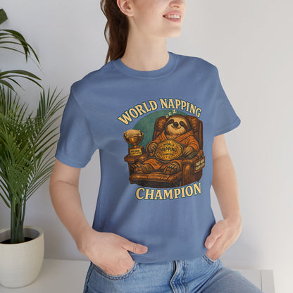 World Napping Champion T-Shirt – Funny Sloth Nap Tee