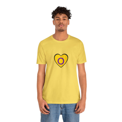 Intersex Pride Flag Heart T-Shirt – Minimalist LGBTQ+ Support Tee