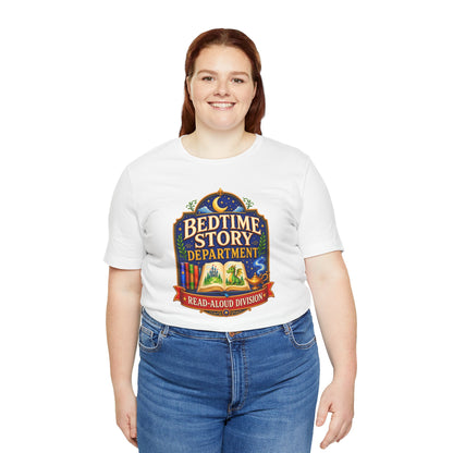 Bedtime Story Department T-Shirt – Read-Aloud Parent Tee