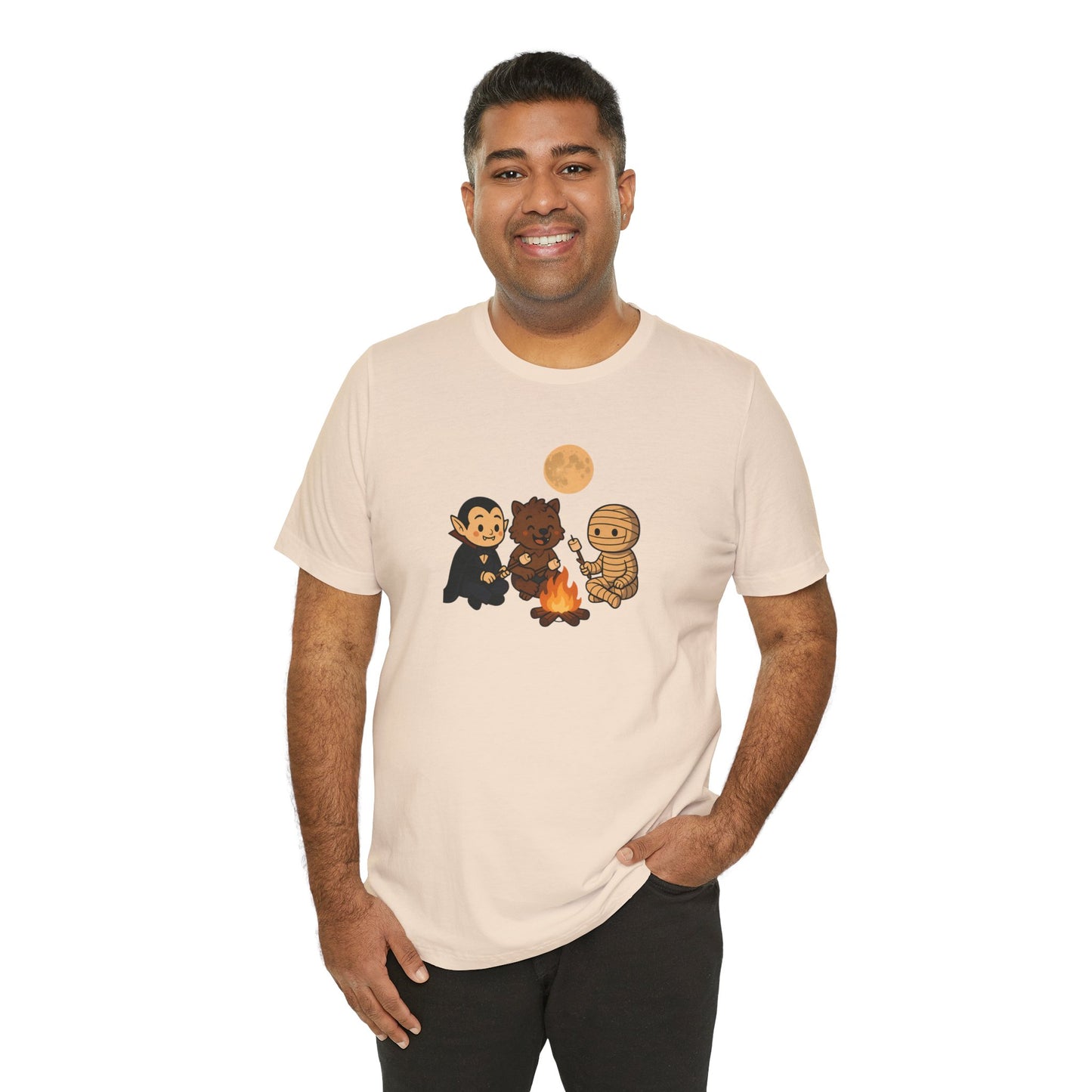 Halloween Monsters Campfire T-Shirt – Cute Monster Shirt with Roasting Marshmallows