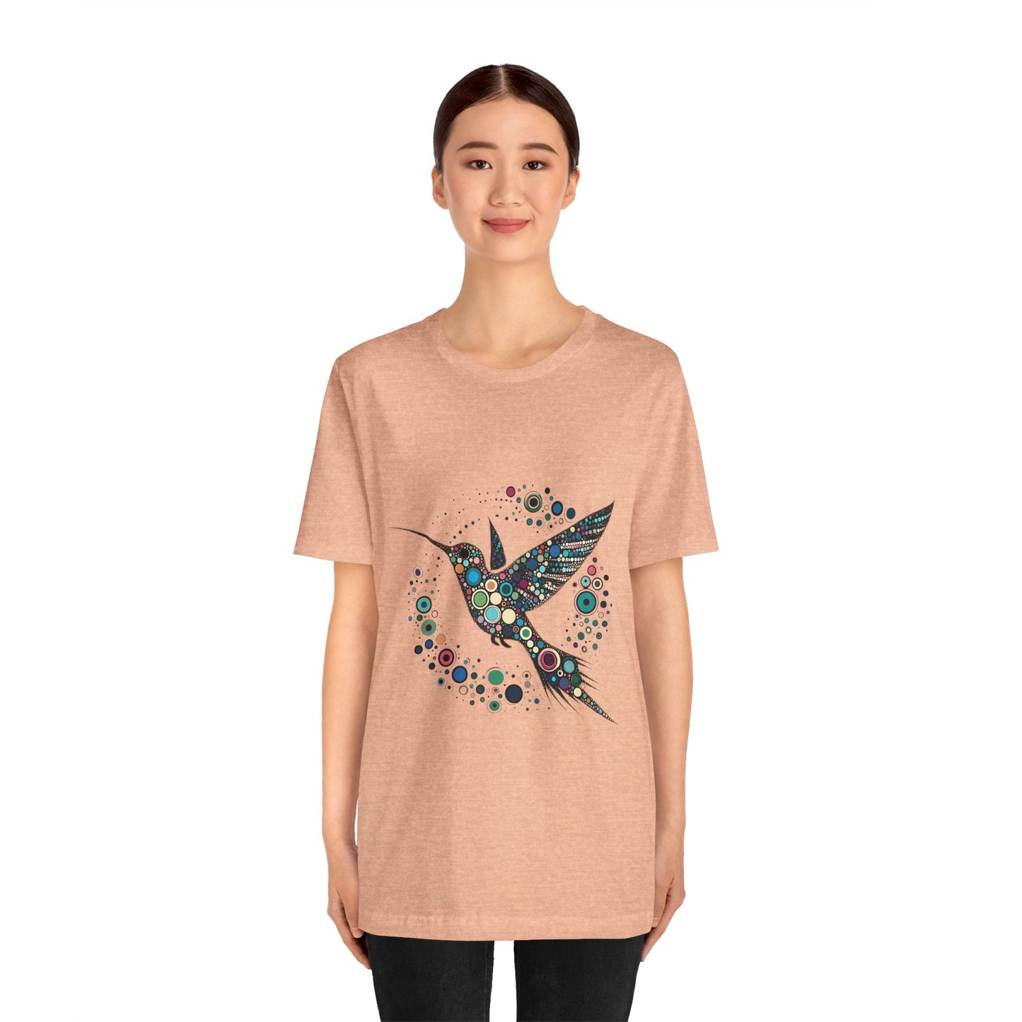 Hummingbird Dot Art T-Shirt – Colorful Nature-Inspired Graphic Tee