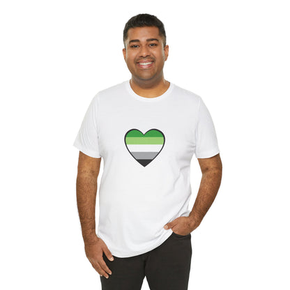 Aromantic Pride Heart T-Shirt – Minimalist Aro Flag LGBTQIA+ Tee