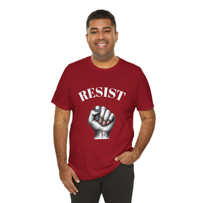 Resist Feminist Power Fist Tee – USA Flag Nails Protest Shirt
