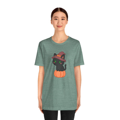 Halloween Cat Shirt – Cute Cat on a Pumpkin Graphic Tee