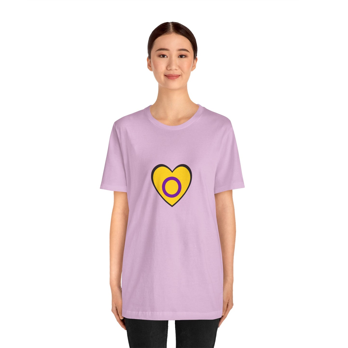Intersex Pride Flag Heart T-Shirt – Minimalist LGBTQ+ Support Tee