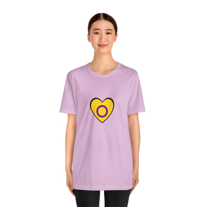 Intersex Pride Flag Heart T-Shirt – Minimalist LGBTQ+ Support Tee