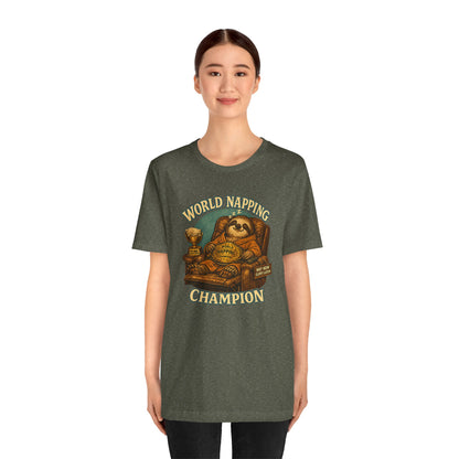 World Napping Champion T-Shirt – Funny Sloth Nap Tee