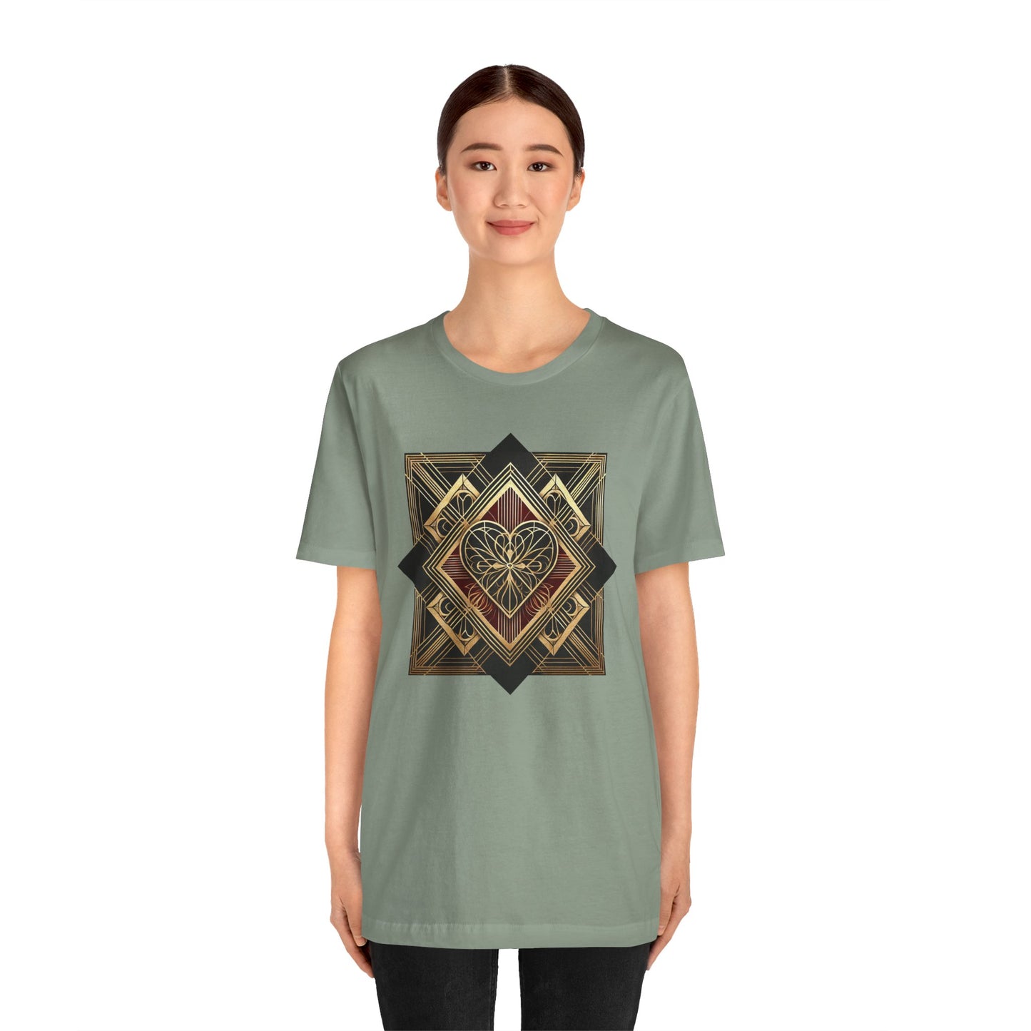 Art Deco Heart T-Shirt – Romantic Valentine's Day Graphic Tee