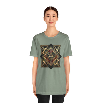 Art Deco Heart T-Shirt – Romantic Valentine's Day Graphic Tee