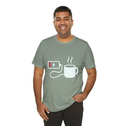 Low Battery Need Coffee Tee – Funny Caffeine Graphic T-Shirt