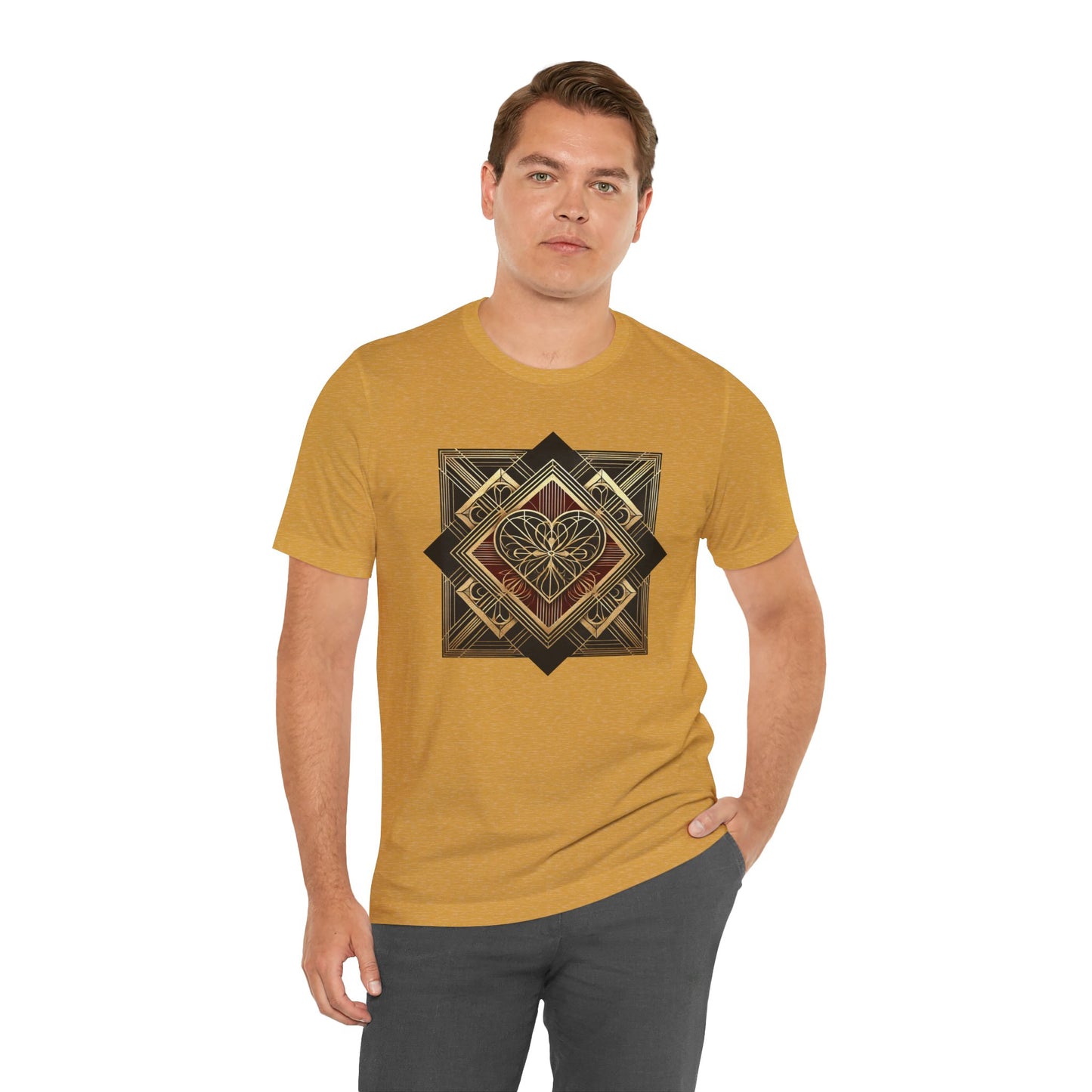 Art Deco Heart T-Shirt – Romantic Valentine's Day Graphic Tee