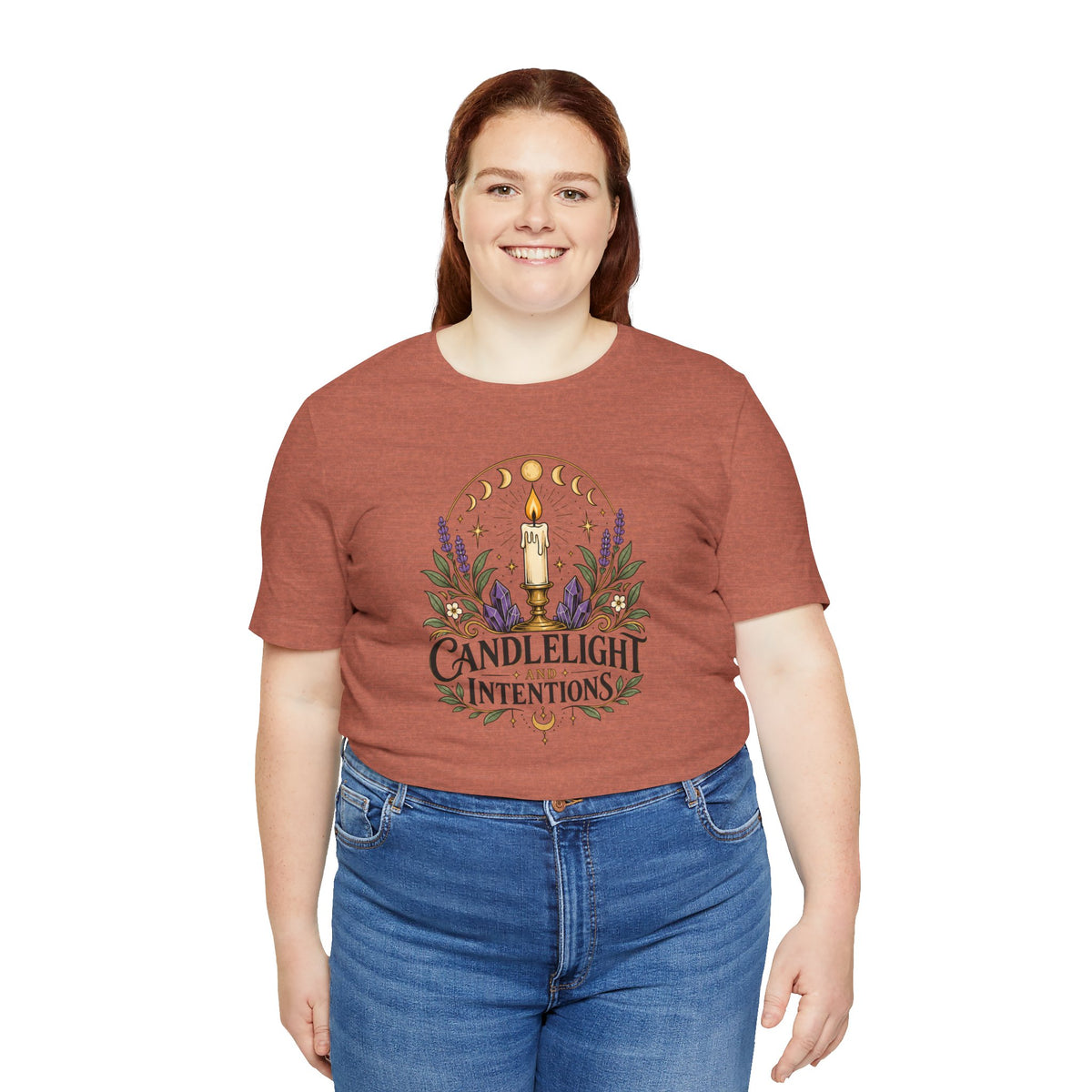 Candlelight and Intentions T-Shirt – Witchy Celestial Tee