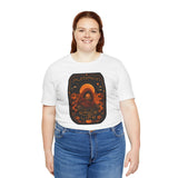 White unisex T-shirt featuring a pumpkin alien spice-life graphic centered on front