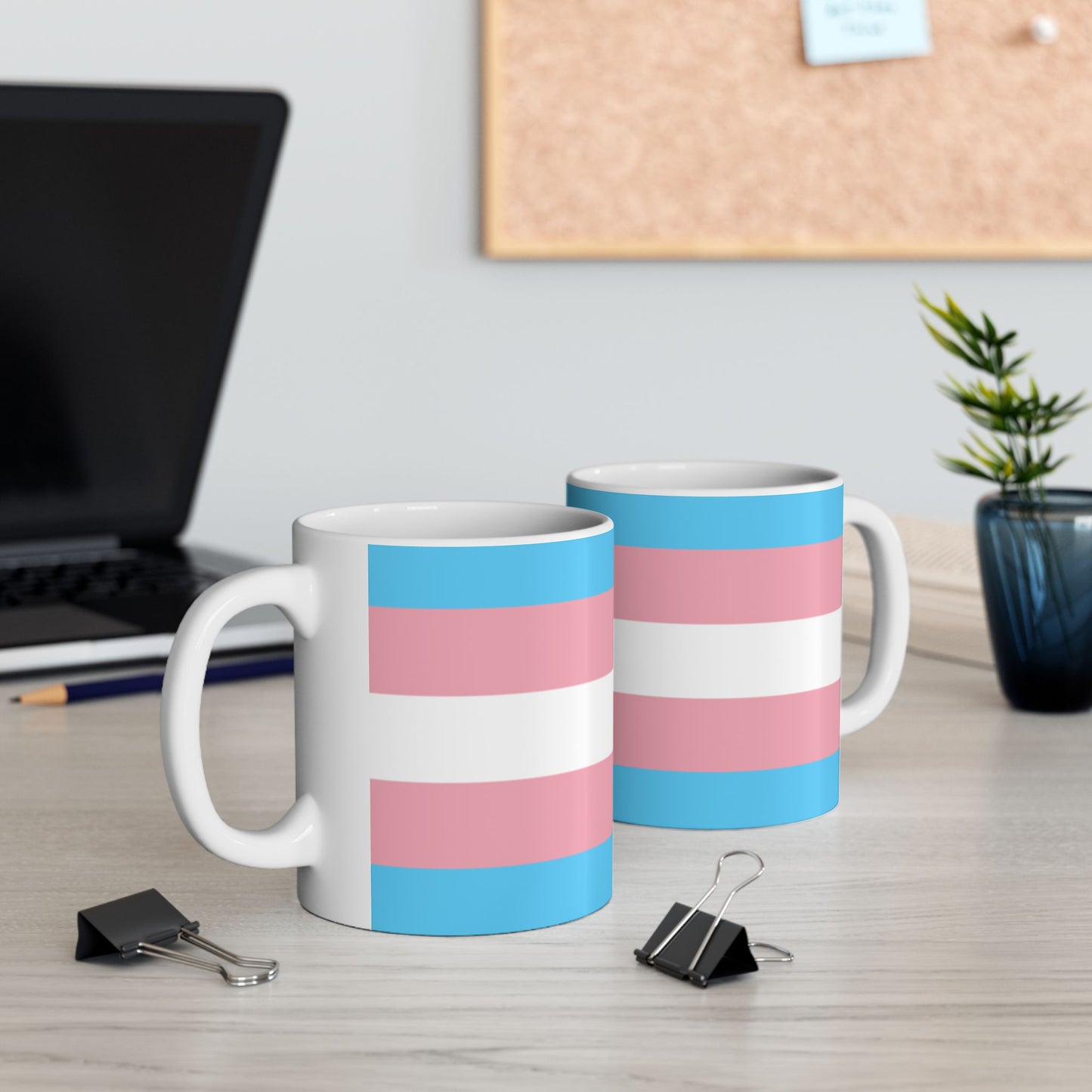 Transgender Pride Flag Cup – Blue, Pink & White LGBTQ+ Ceramic Mug