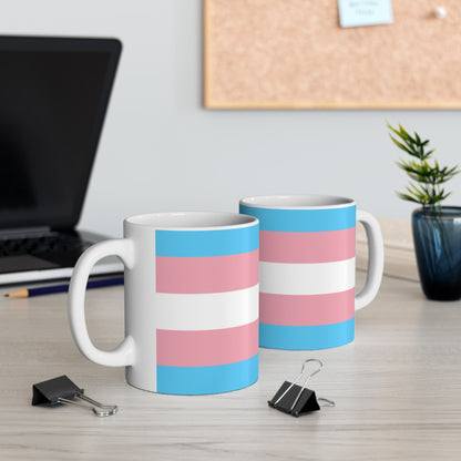 Transgender Pride Flag Cup – Blue, Pink & White LGBTQ+ Ceramic Mug