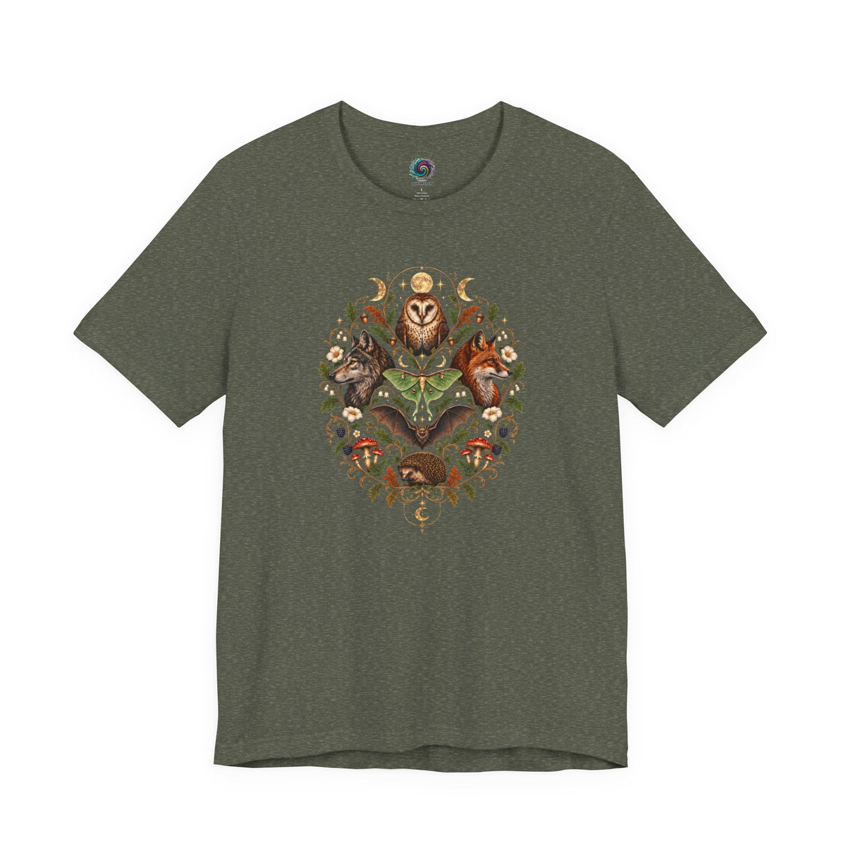 Nocturnal Woodland Animals T-Shirt – Moonlit Nature Tee