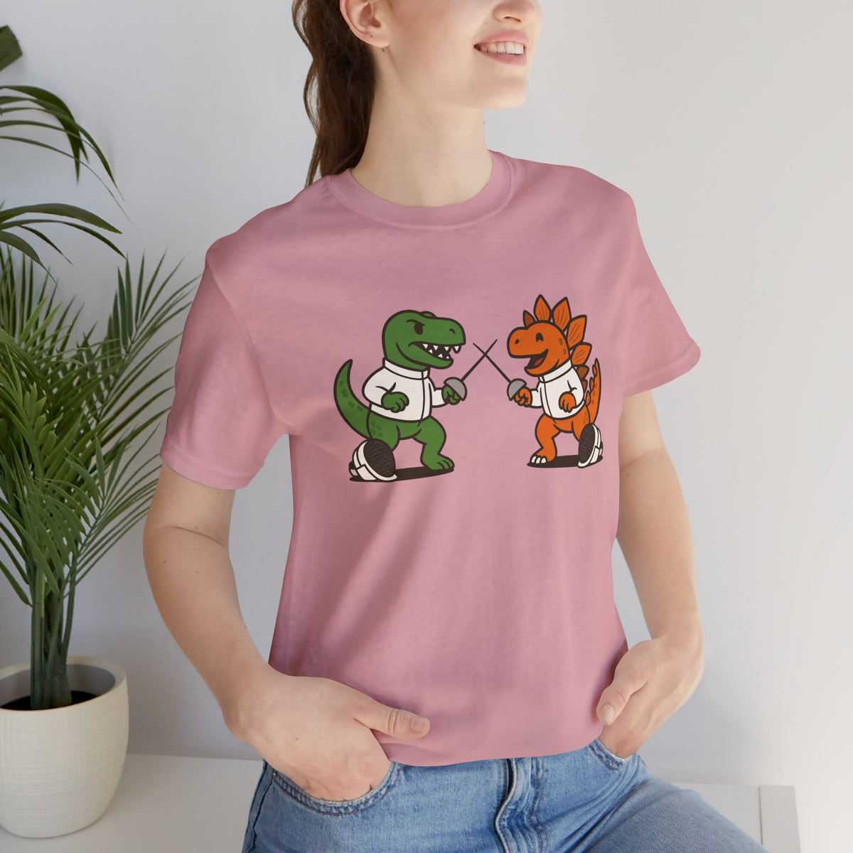 Dinosaur Fencing T-Shirt – T-Rex vs Stegosaurus Tee
