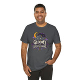Dark heather t-shirt with front graphic print, crew neck, short sleeves