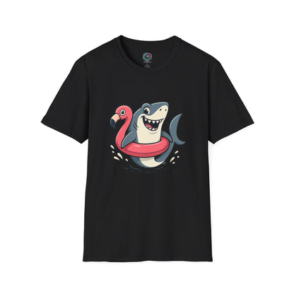 Shark & Flamingo Floatie T-Shirt – Funny Beach & Pool Day Tee