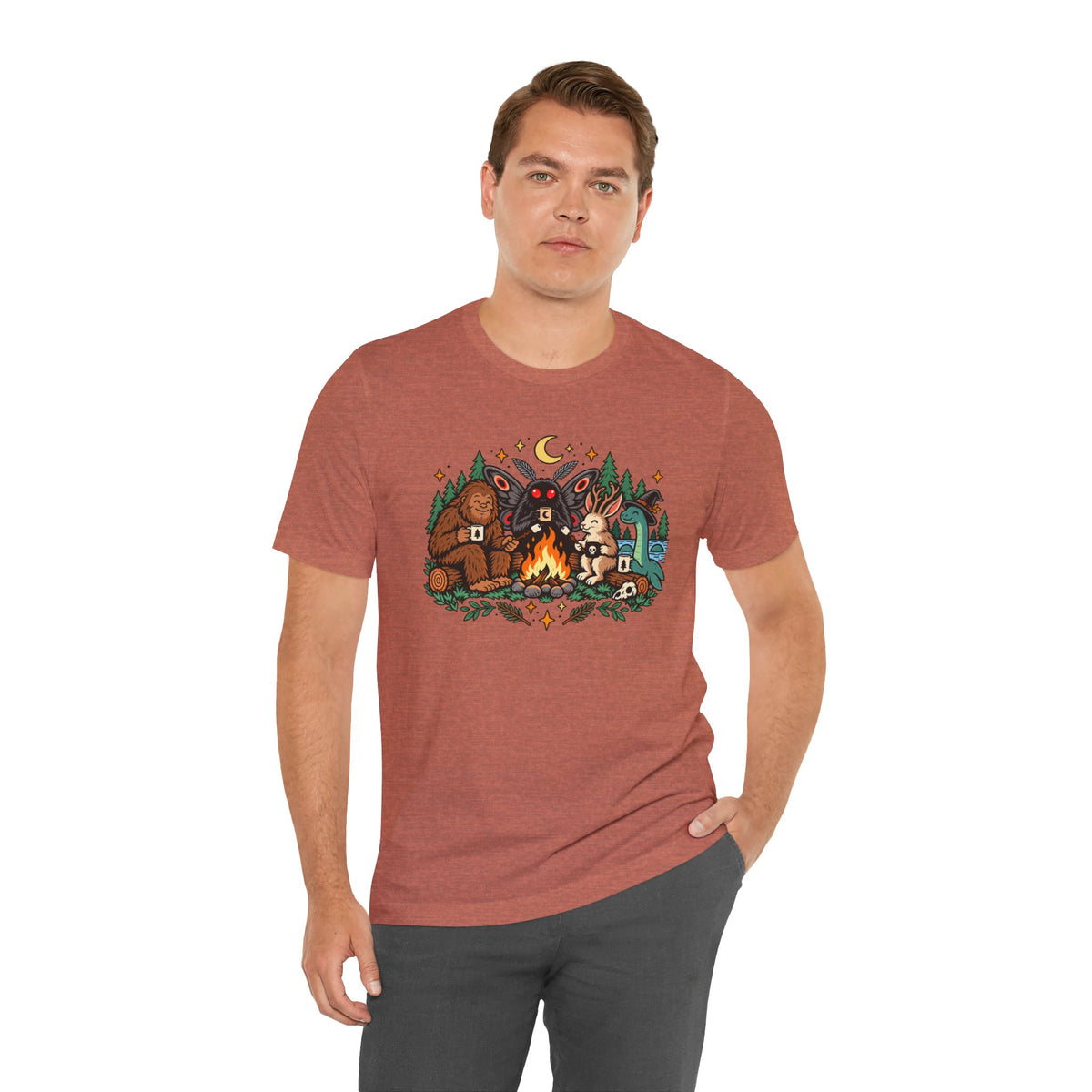 Cryptid Campfire T-Shirt – Bigfoot, Mothman & Nessie Tee