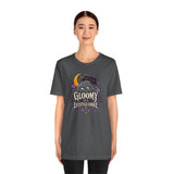 Dark heather t-shirt with front graphic print, crew neck, short sleeves