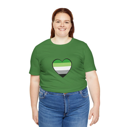 Aromantic Pride Heart T-Shirt – Minimalist Aro Flag LGBTQIA+ Tee