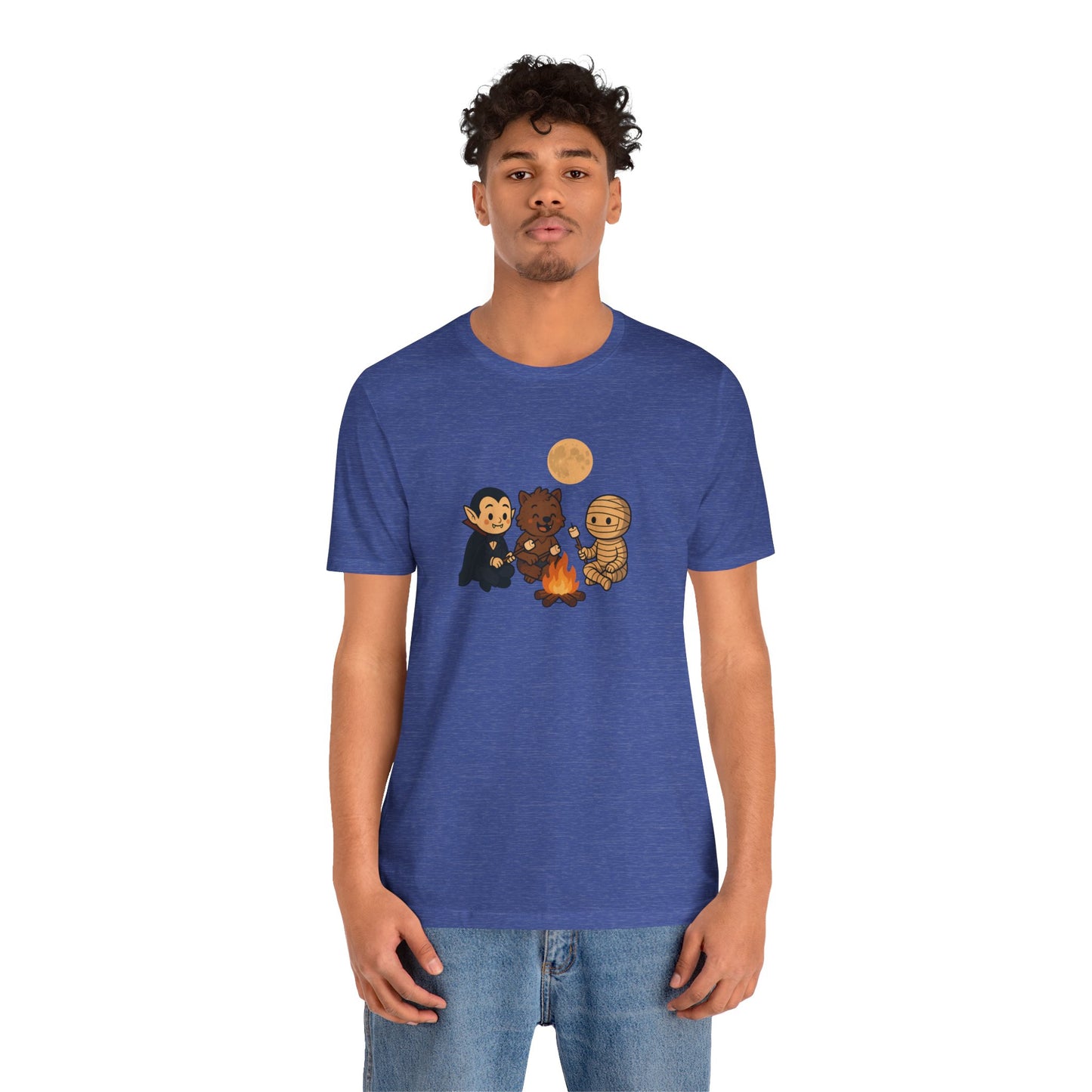 Halloween Monsters Campfire T-Shirt – Cute Monster Shirt with Roasting Marshmallows