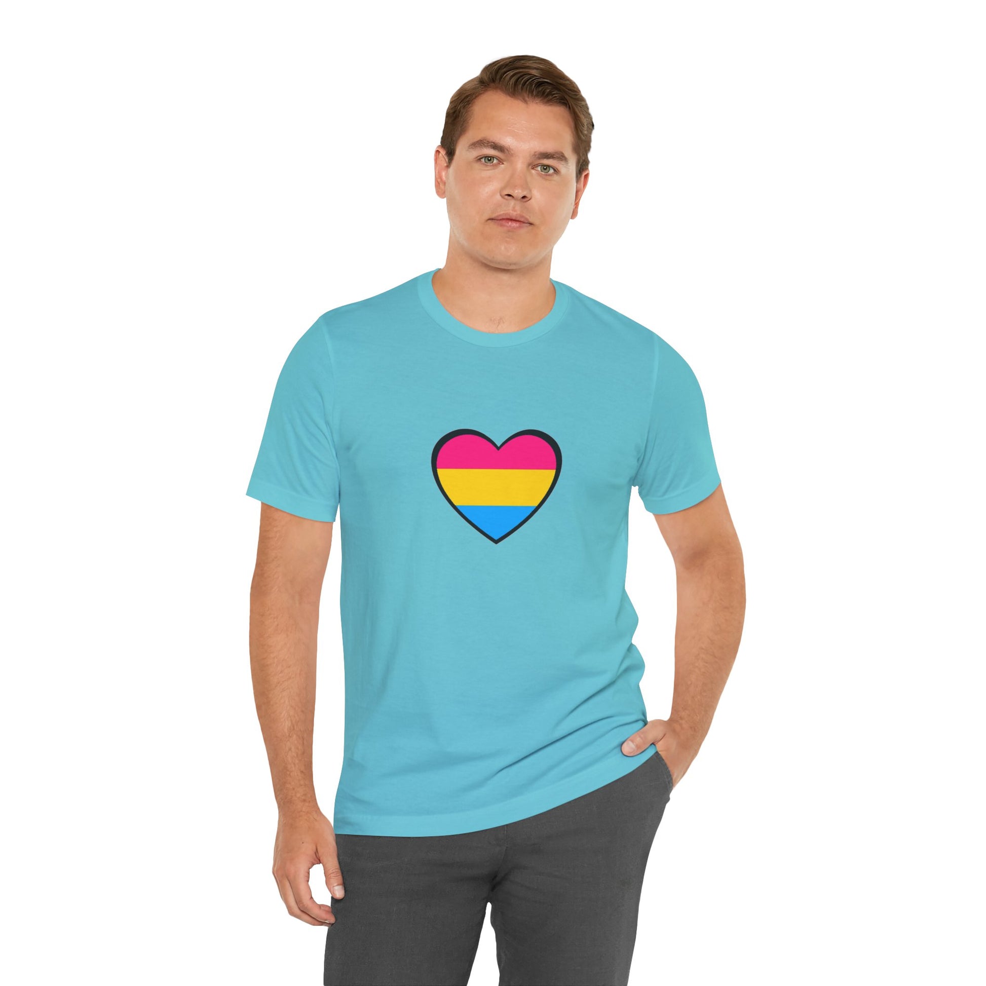 Pansexual Pride Flag Heart Tee – LGBTQ+ Pan Flag Minimalist Shirt - WhimSpin - https://whimspin.com