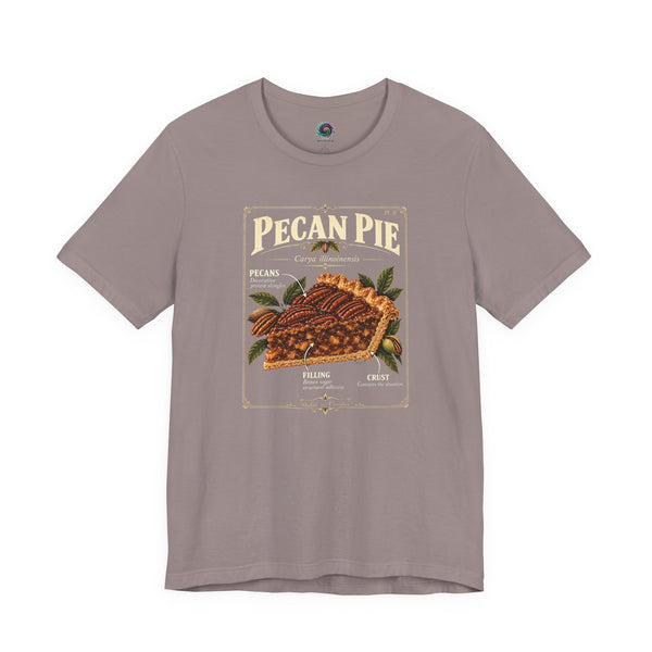 Taupe crewneck T-shirt with Pecan Pie graphic print on the chest