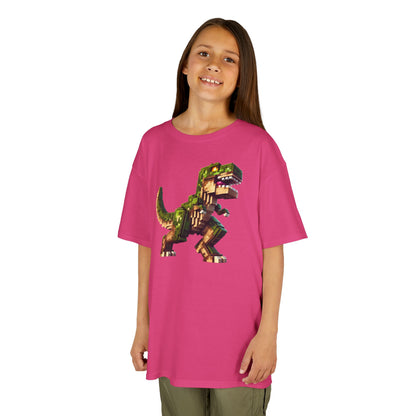 Pixel Dinosaur Kids T-Shirt – Retro Pixel T-Rex Gamer Tee