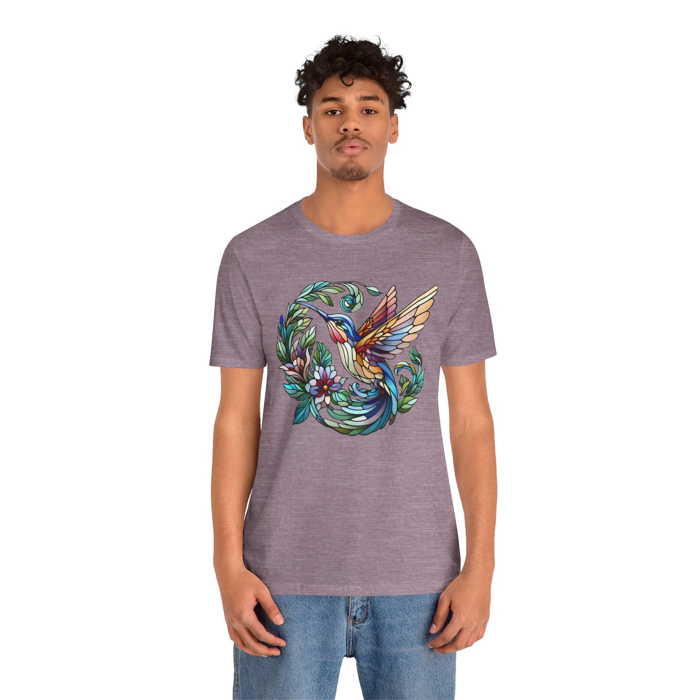 Stained Glass Hummingbird Tee – Vibrant Nature Shirt