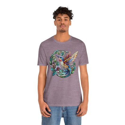Stained Glass Hummingbird Tee – Vibrant Nature Shirt