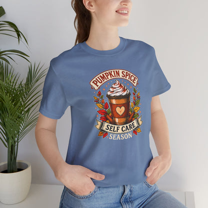 Pumpkin Spice Self Care Season T-Shirt – Funny Fall Coffee Tee
