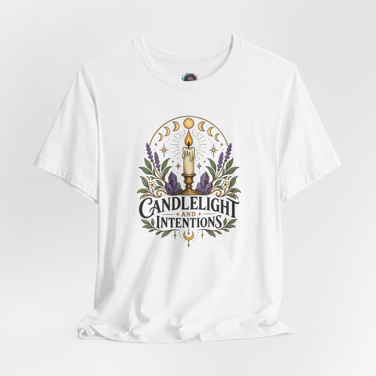 Candlelight and Intentions T-Shirt – Witchy Celestial Tee