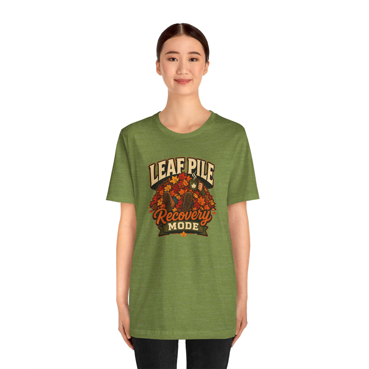 Leaf Pile Recovery Mode T-Shirt – Funny Fall Leaves Tee