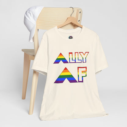 Pale pink Ally AF shirt with rainbow letters by WhimSpin