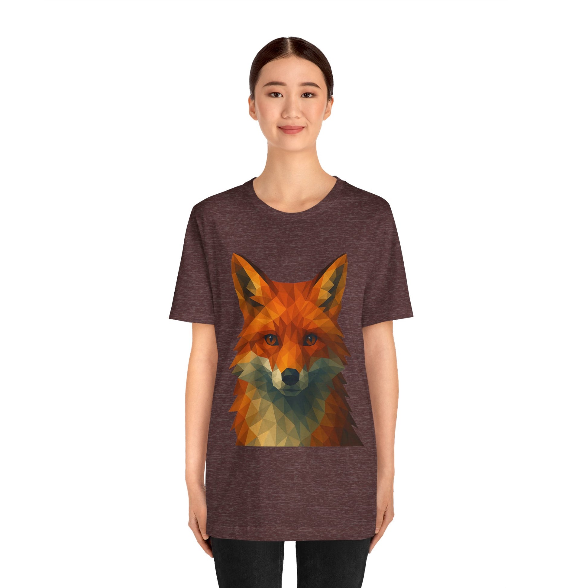 Geometric Fox T-Shirt – Polygon Animal Tee with Nature Vibes - WhimSpin - https://whimspin.com