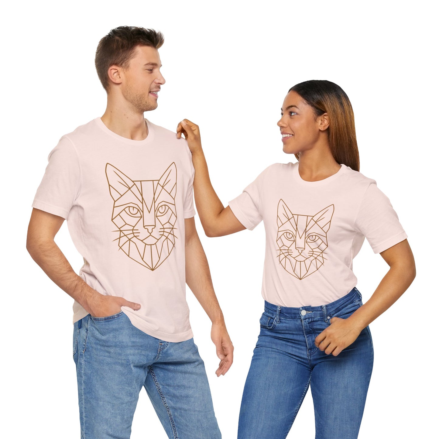 Geometric Cat T-Shirt – Minimalist Line Art Tee