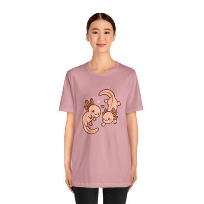 Kawaii Axolotl T-Shirt – Cute Tee with Smiling Axolotls - WhimSpin - https://whimspin.com