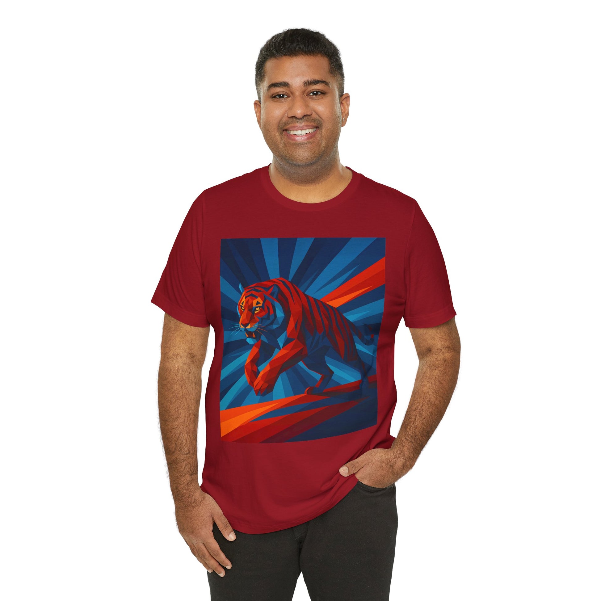Geometric Tiger T-Shirt – Bold Jungle Animal Tee in Abstract Style - WhimSpin - https://whimspin.com