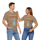 Heather tan crew-neck T-shirt set featuring “Espresso Patronum” text and coffee cup graphic
