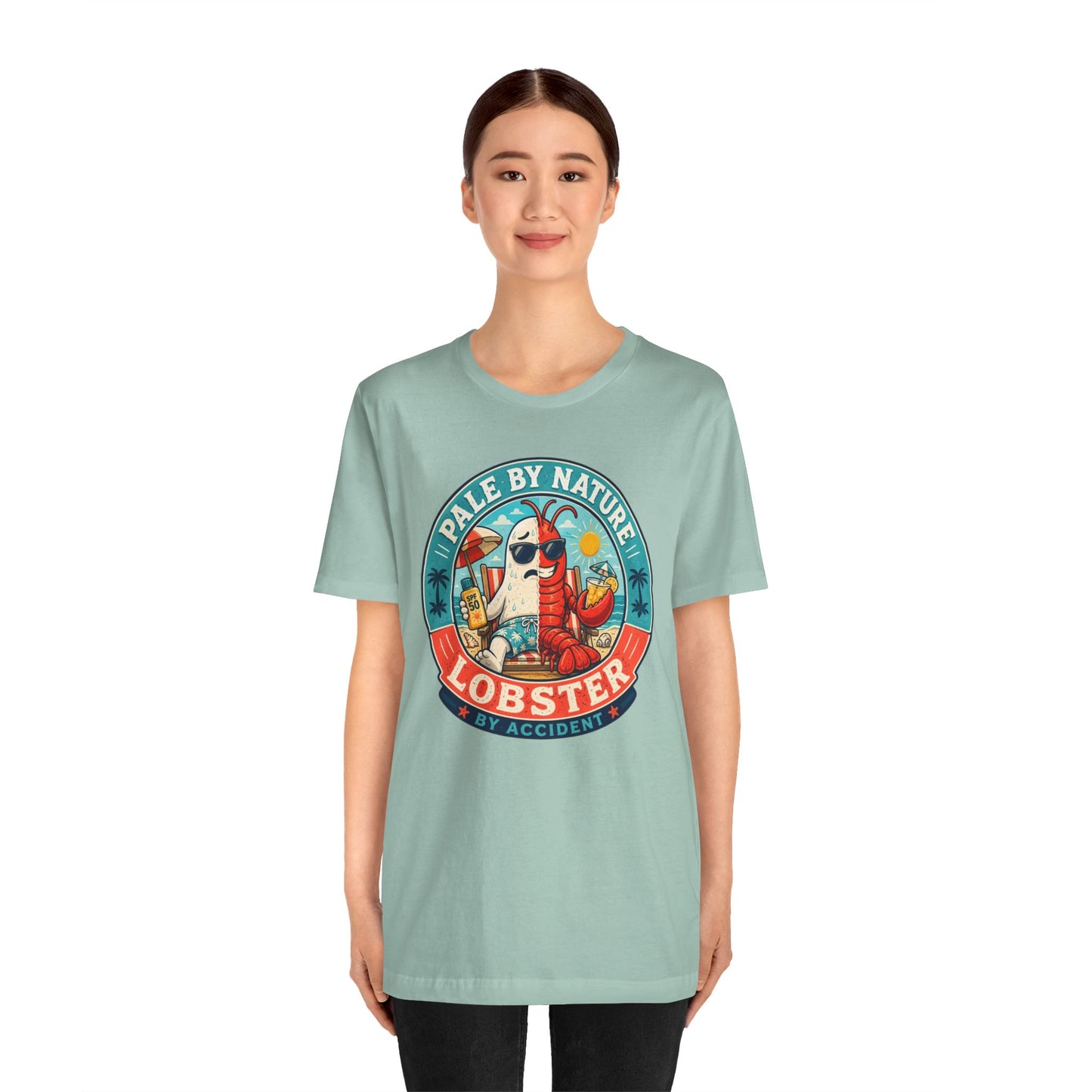 Pale by Nature Lobster by Accident T-Shirt – Funny Sunburn Summer Graphic Tee
