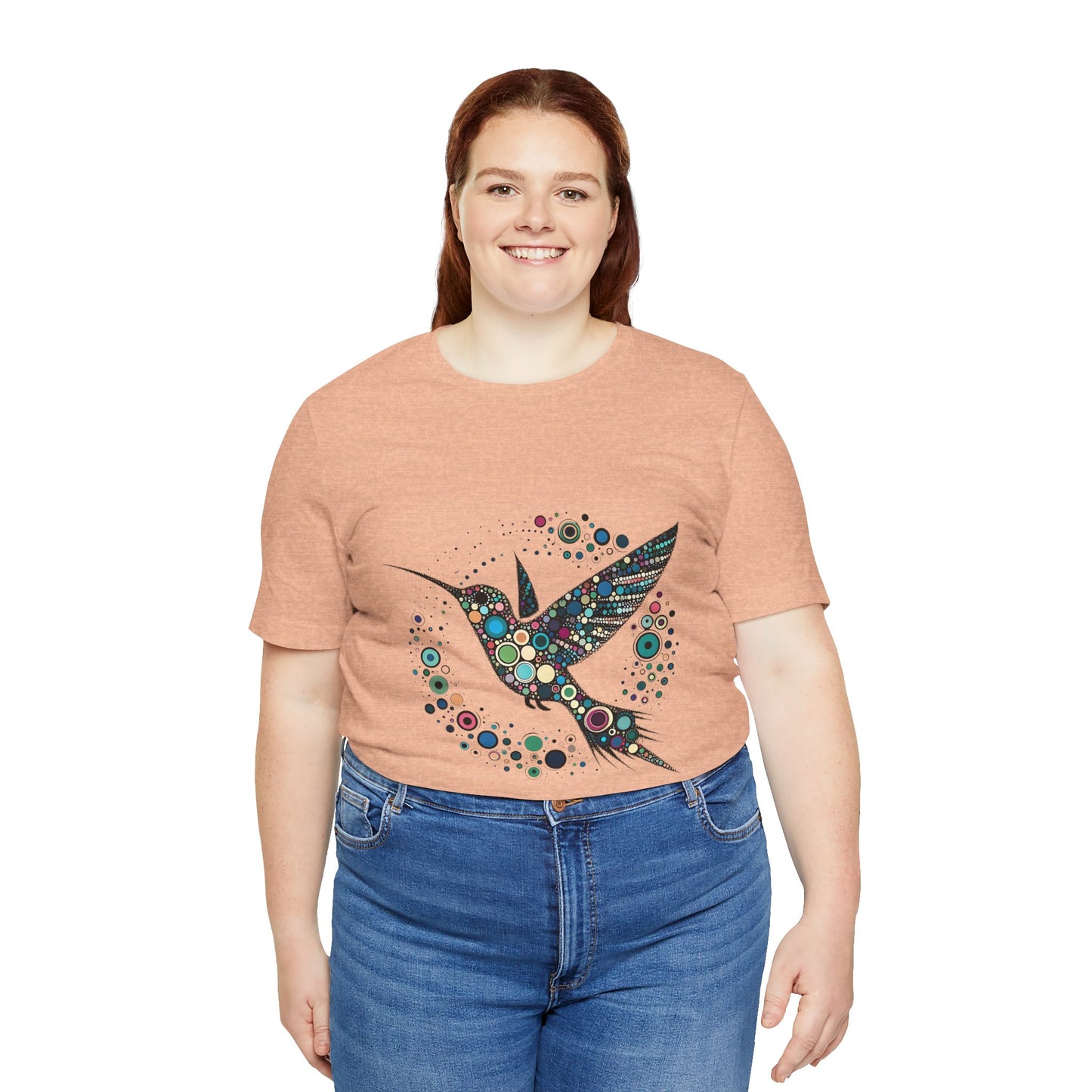Hummingbird Dot Art T-Shirt – Colorful Nature-Inspired Graphic Tee
