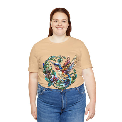 Stained Glass Hummingbird Tee – Vibrant Nature Shirt - WhimSpin - https://whimspin.com